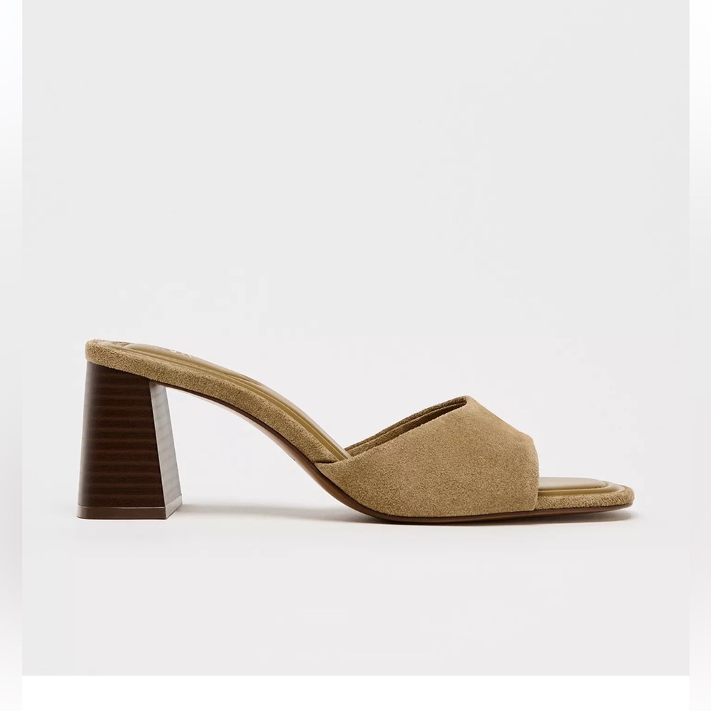 Zara Suede Heeled Sandals, size 6.5